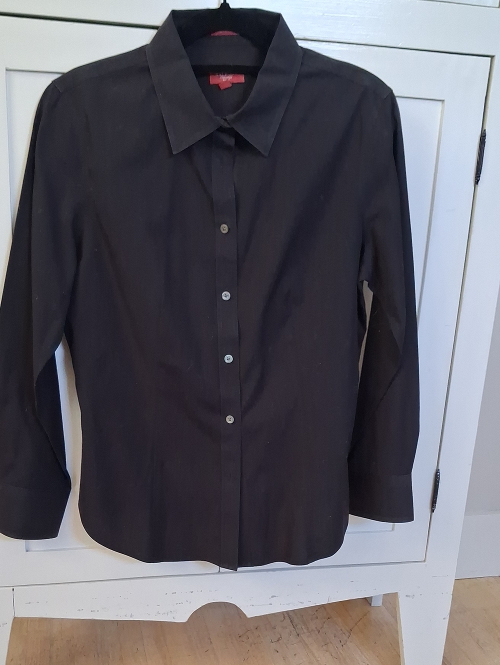Talbots Black Button-Front Shirt Jacket Non Iron 8p